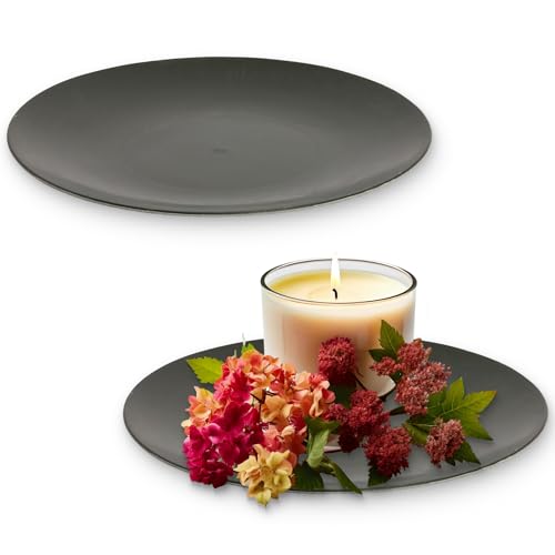 Deko-Teller 2er Set 28 cm in schwarz marmoriert - Flache Teller als Tischdeko Kerzenteller von matches21 HOME & HOBBY