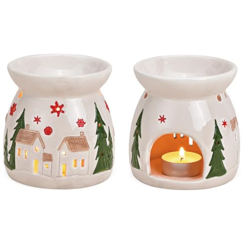 Duftlampen Set Weihnachten aus Keramik - Aromalampe für ätherische Öle - Teelichthalter für Duftöl in Weiß mit Weihnachtsmotiven Ø 10 x 11 cm - Tischdeko für Weihnachten Teelicht Aromalampe für Innen Duftlampen Set Weihnachten aus Keramik - Aromalampe für ätherische Öle - Teelichthalter für Duftöl in Weiß mit Weihnachtsmotiven Ø 10 x 11 cm - Tischdeko für Weihnachten Teelicht Aromalampe für Innen von matches21 HOME & HOBBY