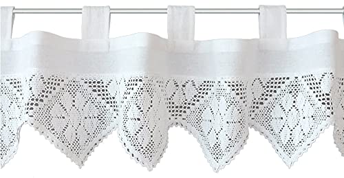 Edle Scheiben-Gardinen 2er Set mit Schlaufen als blickdichter Vorhang in 30 x 150 cm - Landhaus-Stil Blumen Bistrogardinen Spitze weiß - Moderne Kurzstore Küchen-Gardinen Wohnzimmer Wohnwagen von matches21 HOME & HOBBY