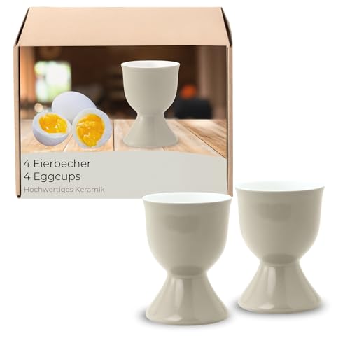 Eierbecher 4er Set in Taupe aus Keramik - Spülmaschinenfeste Eierhalter für Frühstückstisch von matches21 HOME & HOBBY
