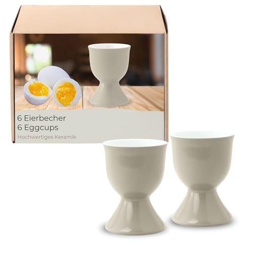 Eierbecher 6er Set in Taupe aus Keramik - Spülmaschinenfeste Eierhalter für Frühstückstisch von matches21 HOME & HOBBY