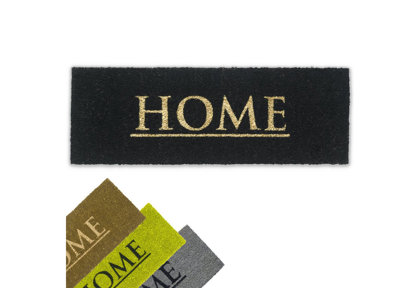 matches21 HOME & HOBBY Fußmatte Kokosmatte Home 26x75 cm schwarz als aussen Sauberlaufmatte, rechteckig, Höhe: 15 mm, Rutschfeste Spruch Kokos-Türmatte als Outdoor Schmutzfangmatte von matches21 HOME & HOBBY