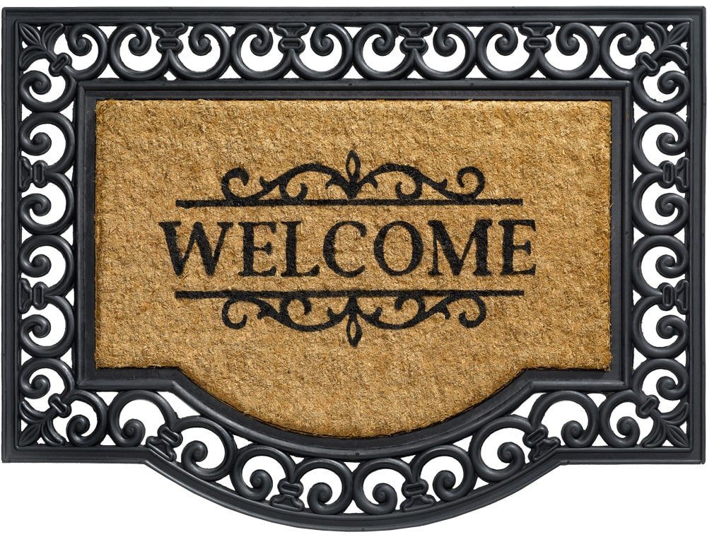 matches21 HOME & HOBBY Fußmatte Kokosmatte Welcome Spruch Ornamente als aussen Sauberlaufmatte, rechteckig, Höhe: 20 mm, Rutschfeste Kokos-Türmatte als Outdoor Schmutzfangmatte 60x80 cm von matches21 HOME & HOBBY