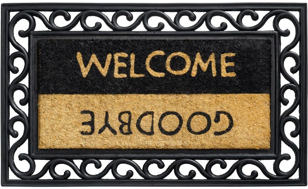 Fußmatte Kokosmatte Welcome Goodbye Spruch als aussen Sauberlaufmatte, matches21 HOME & HOBBY, rechteckig, Höhe: 20 mm, Rutschfeste Kokos-Türmatte als Outdoor Schmutzfangmatte 45x75 cm von matches21 HOME & HOBBY