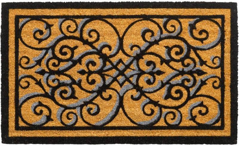 Fußmatte Kokosmatte florale Ornamente als aussen Sauberlaufmatte, matches21 HOME & HOBBY, rechteckig, Höhe: 15 mm, Rutschfeste Kokos-Türmatte als Outdoor Schmutzfangmatte 45x75 cm von matches21 HOME & HOBBY