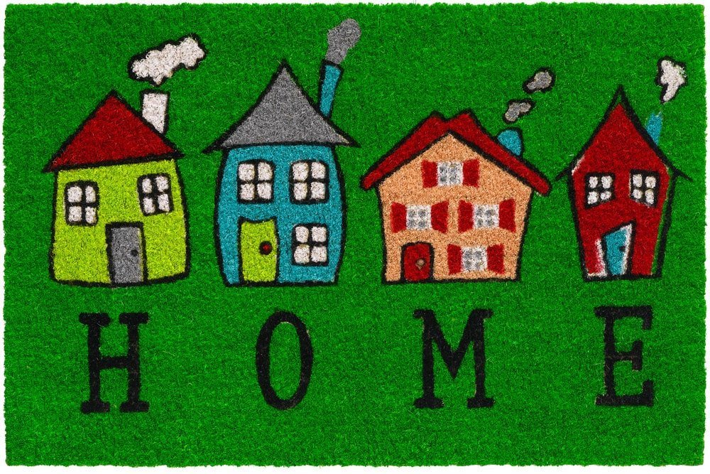 matches21 HOME & HOBBY Fußmatte Kokosmatte Häuser Home Spruch als aussen Sauberlaufmatte, rechteckig, Höhe: 15 mm, Rutschfeste Kokos-Türmatte als Outdoor Schmutzfangmatte 40x60 cm von matches21 HOME & HOBBY