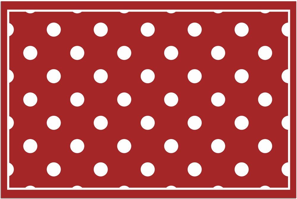 Fußmatte Türmatte Punkte rot weiß in 50x70 cm als Fussabtreter, matches21 HOME & HOBBY, rechteckig, Höhe: 5 mm, Rutschfester Türvorleger für innen als waschbare Schmutzfangmatte von matches21 HOME & HOBBY