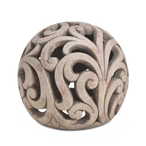 Garten-kugel als wetterfeste Ton-figur in 22 cm - Vintage Deko-Kugel als Gartenfigur für draußen - Keramik Gartenstatue als außergewöhnliche Boho außen Garten-Deko oder Pflanzen-Deko Garten-kugel als wetterfeste Ton-figur in 22 cm - Vintage Deko-Kugel als Gartenfigur für draußen - Keramik Gartenstatue als außergewöhnliche Boho außen Garten-Deko oder Pflanzen-Deko von matches21 HOME & HOBBY