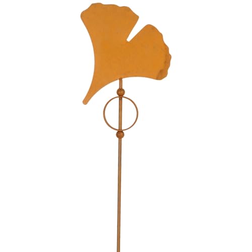 Ginkgo Gartenstecker groß Rostdeko 90 cm - Wetterfeste Vintage Gartendeko in Rostoptik aus Metall - Eleganter XXL Blumenstecker für Draußen Dekostecker Antik Balkon Terrasse und Beete von matches21 HOME & HOBBY
