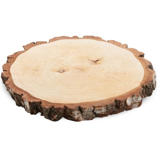 Große Holzscheibe zum Basteln oder Dekorieren - 1 Stück naturbelassene Baumscheibe ca. 30 cm (28 - 32 cm) Durchmesser aus Birkenholz - runde Holz Birkenscheibe als Holzdeko Holzplatte von matches21 HOME & HOBBY