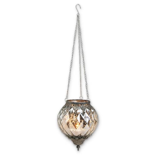 Hängendes Kerzenglas Vintage Windlicht silber in 19 cm - Modernes Windlichtglas als Kerzenständer Laterne und Teelichthalter - Boho Kerzenhalter Teelichtglas für Wohnzimmer, Balkon, Garten Hängendes Kerzenglas Vintage Windlicht silber in 19 cm - Modernes Windlichtglas als Kerzenständer Laterne und Teelichthalter - Boho Kerzenhalter Teelichtglas für Wohnzimmer, Balkon, Garten von matches21 HOME & HOBBY