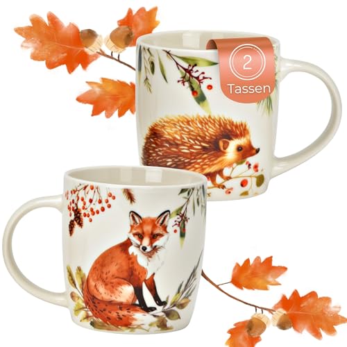 Herbst Tassen Fuchs & Igel, 350 ml Kaffeetasse aus Porzellan - Spülmaschinenfeste & Mikrowellengeeignete Teetasse Herbst Tassen Fuchs & Igel, 350 ml Kaffeetasse aus Porzellan - Spülmaschinenfeste & Mikrowellengeeignete Teetasse von matches21 HOME & HOBBY