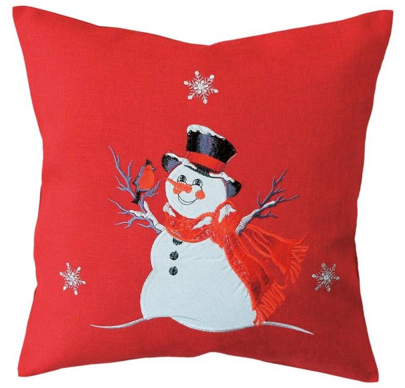 matches21 HOME & HOBBY Kissenbezüge Kissen-Bezug DOREEN Schneemänner Weihnachten Stick 40x40 cm, (1 Stück), Wohnzimmer Kissen-Hülle als Deko-Kissen Zier-Kissen Sofa-Kissen von matches21 HOME & HOBBY
