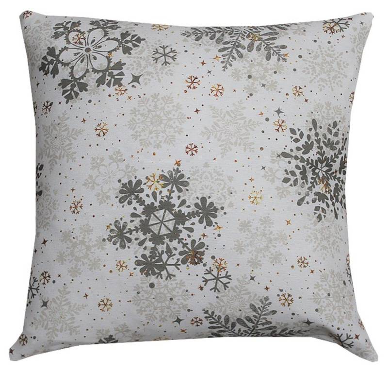 Kissenbezüge Kissen-Bezug EMILIE Schneeflocken Weihnachten gold Baumwolle 40x40 cm, matches21 HOME & HOBBY (1 Stück), Wohnzimmer Kissen-Hülle als Deko-Kissen Zier-Kissen Sofa-Kissen von matches21 HOME & HOBBY