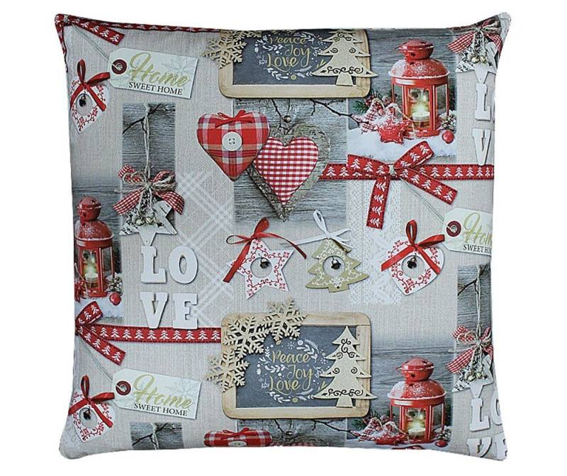 Kissenbezüge Kissen-Bezug JANINE Weihnachten Amerikanisch Baumwolle 45x45 cm, matches21 HOME & HOBBY (1 Stück), Wohnzimmer Kissen-Hülle als Deko-Kissen Zier-Kissen Sofa-Kissen von matches21 HOME & HOBBY