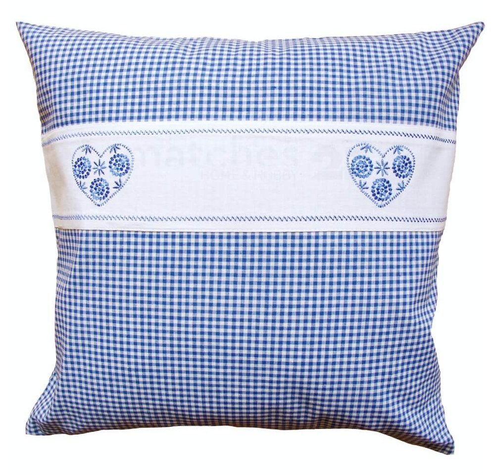matches21 HOME & HOBBY Kissenbezüge Kissen-Bezug Landhaus-Stil blau kariert 40x40 cm Baumwolle-Mix, (1 Stück), Wohnzimmer Kissen-Hülle als Deko-Kissen Zier-Kissen Sofa-Kissen von matches21 HOME & HOBBY