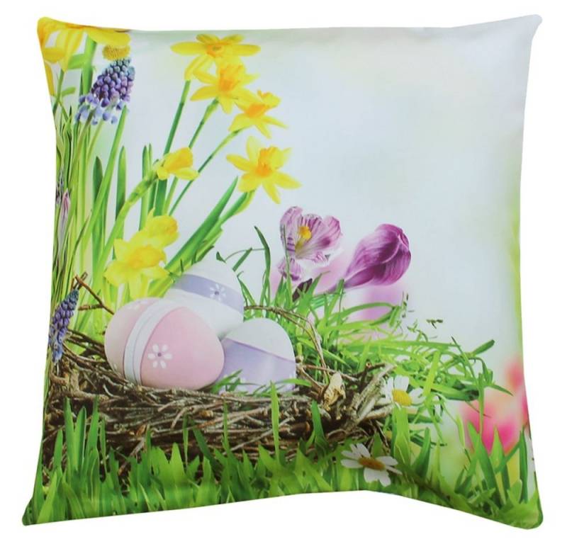 Kissenbezüge Kissen-Bezug Osternest Ostern Frühling bunt 40x40 cm, matches21 HOME & HOBBY (1 Stück), Wohnzimmer Kissen-Hülle als Deko-Kissen Zier-Kissen Sofa-Kissen von matches21 HOME & HOBBY