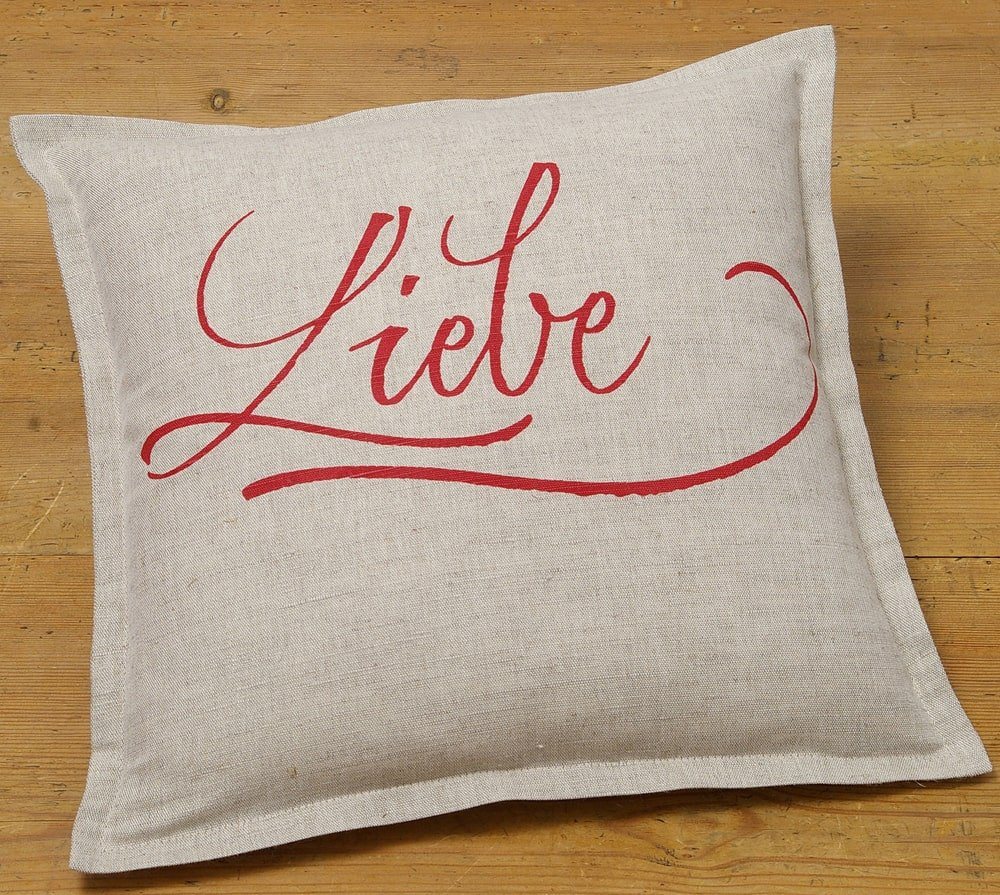 Kissenbezüge Kissen-Bezug 40x40 cm mit Spruch LIEBE rot beige Baumwolle-Mix, matches21 HOME & HOBBY (1 Stück), Wohnzimmer Kissen-Hülle als Deko-Kissen Zier-Kissen Sofa-Kissen von matches21 HOME & HOBBY