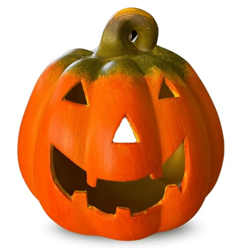 Kürbis-Deko als Keramik Halloween-Deko LED Set in 19x20 cm - Jack Lantern Halloweenkürbis als beleuchtete Outdoor - Kürbis Laterne als innen Herbst-Deko oder Garten-Deko Windlicht Kürbis-Deko als Keramik Halloween-Deko LED Set in 19x20 cm - Jack Lantern Halloweenkürbis als beleuchtete Outdoor - Kürbis Laterne als innen Herbst-Deko oder Garten-Deko Windlicht von matches21 HOME & HOBBY