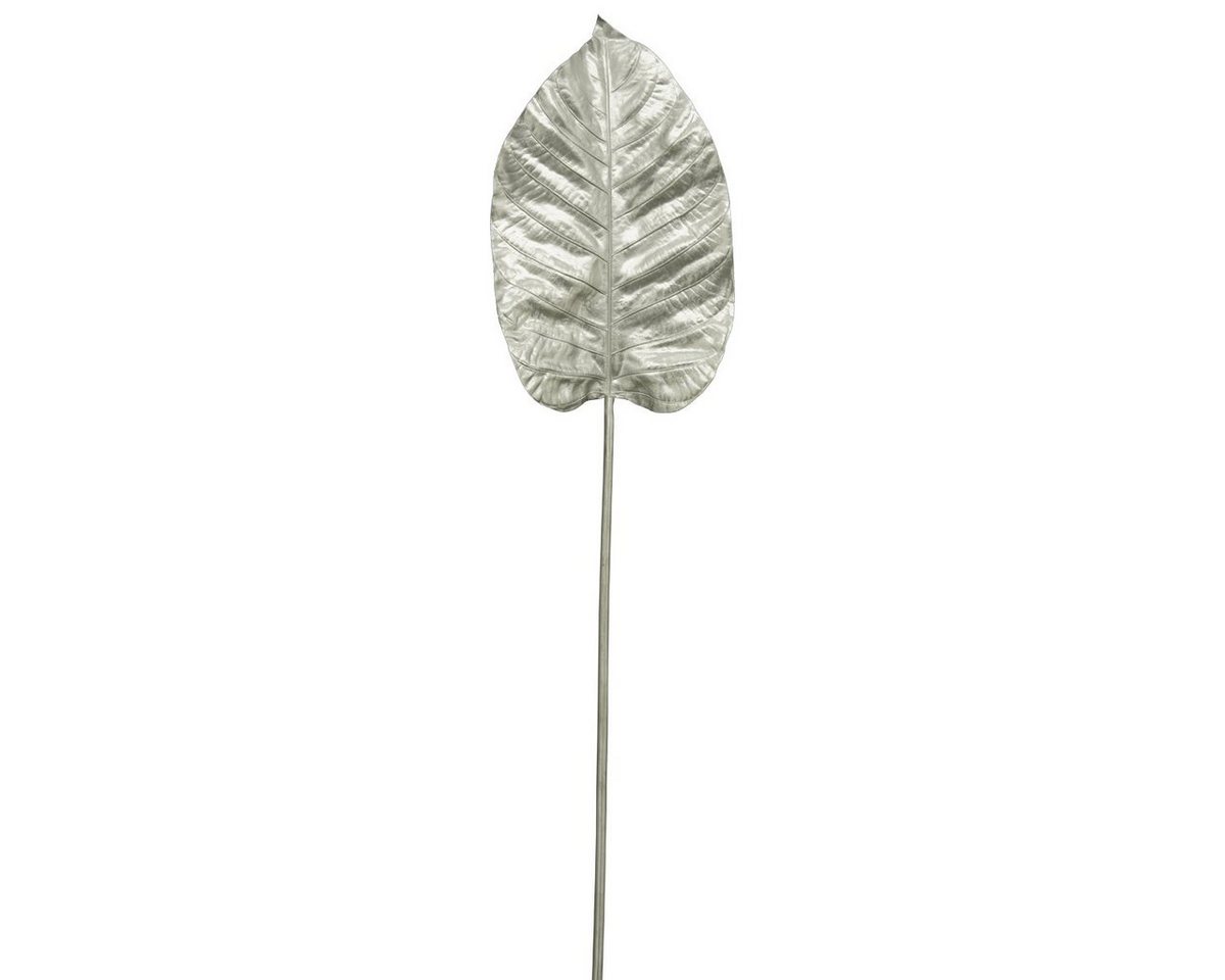 Kunstblume Schönes Deko Blatt am Stab in silber Weihnachtsdeko 100 cm Blatt, matches21 HOME & HOBBY, Höhe 100 cm von matches21 HOME & HOBBY