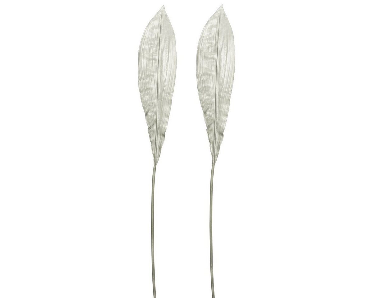 Kunstblume Schönes Deko Blatt am Stab silber Weihnachtsdeko 2er 96 cm Blatt, matches21 HOME & HOBBY, Höhe 96 cm von matches21 HOME & HOBBY