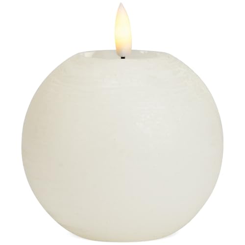 LED Kerzen Kugeln 2er Set aus Echtwachs mit Timerfunktion & inkl. Fernbedienung - Kerzen realistisch flackernde Flamme warmweiß Ø 10 x 9 cm - Elektrische Wachskerzen in weiß als gemütliche Tischdeko LED Kerzen Kugeln 2er Set aus Echtwachs mit Timerfunktion & inkl. Fernbedienung - Kerzen realistisch flackernde Flamme warmweiß Ø 10 x 9 cm - Elektrische Wachskerzen in weiß als gemütliche Tischdeko von matches21 HOME & HOBBY