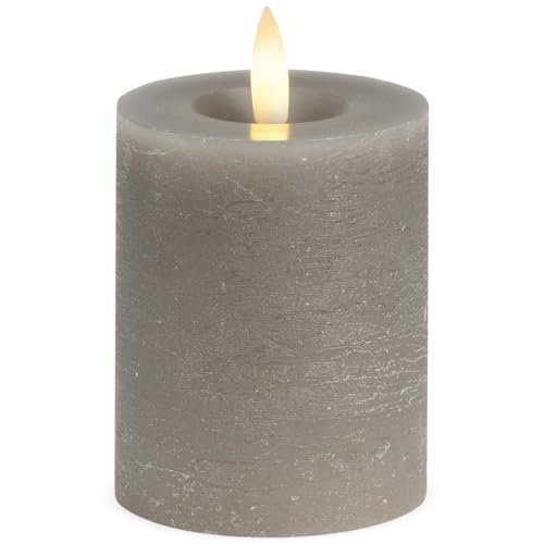 LED Stumpenkerzen 2er Set aus Echtwachs mit Timerfunktion & inkl. Fernbedienung - Kerzen realistisch flackernde Flamme warmweiß Ø 7 x 9 cm - Elektrische Wachskerzen in taupe als gemütliche Tischdeko von matches21 HOME & HOBBY