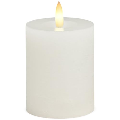LED Stumpenkerzen 2er Set aus Echtwachs mit Timerfunktion & inkl. Fernbedienung - Kerzen realistisch flackernde Flamme warmweiß Ø 7 x 9 cm - Elektrische Wachskerzen in weiß als gemütliche Tischdeko von matches21 HOME & HOBBY