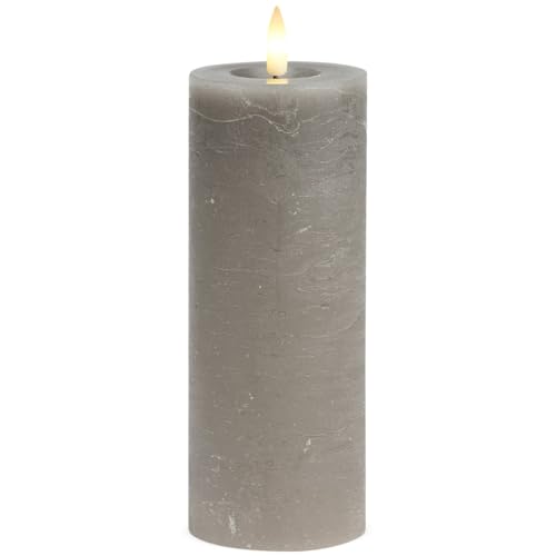 LED Stumpenkerzen 4er Set aus Echtwachs mit Timerfunktion & inkl. Fernbedienung - Kerzen realistisch flackernde Flamme warmweiß Ø 7 x 18 cm - Elektrische Wachskerzen in taupe als gemütliche Tischdeko von matches21 HOME & HOBBY