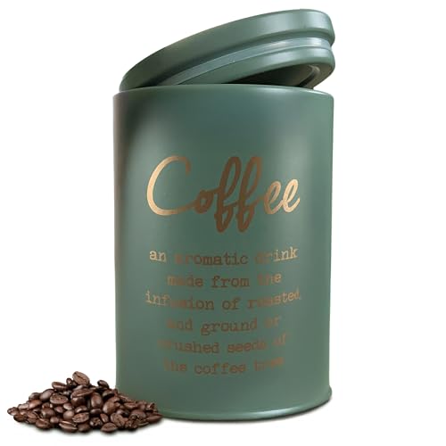 matches21 HOME & HOBBY Kaffeedose Stahl mit Deckel als Vorratsdose Ø 11 x 15 cm - Luftdichter Behälter, grüne Aufbewahrungsdose von matches21 HOME & HOBBY