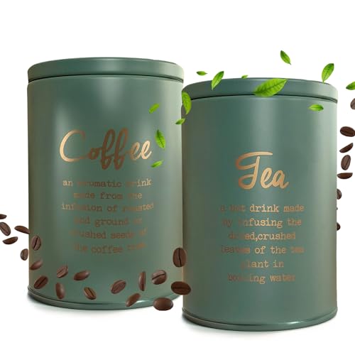 matches21 HOME & HOBBY Kaffeedose & Teedose aus Stahl mit Deckel, Vorratsdosen Set Ø 11 x 15 cm - Luftdichte Aufbewahrungsdosen von matches21 HOME & HOBBY