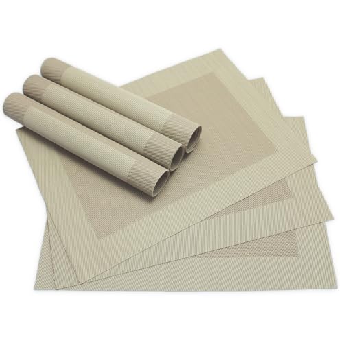 Moderne Tischsets in Beige im 6er Set - Abwaschbare Platzsets als rechteckige Tischuntersetzer - Gewebtes Platzdeckchen als Tischunterlage für Esstisch Wohnzimmer Tisch-Deko von matches21 HOME & HOBBY