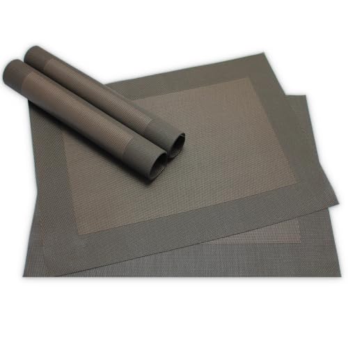 Moderne Tischsets in Braun im 4er Set - Abwaschbare Platzsets als rechteckige Tischuntersetzer - Gewebtes Platzdeckchen als Tischunterlage für Esstisch Wohnzimmer Tisch-Deko von matches21 HOME & HOBBY