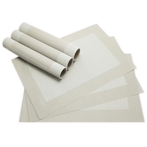 Moderne Tischsets in Creme-weiß im 6er Set - Abwaschbare Platzsets als rechteckige Tischuntersetzer - Gewebtes Platzdeckchen als Tischunterlage für Esstisch Wohnzimmer Tisch-Deko von matches21 HOME & HOBBY