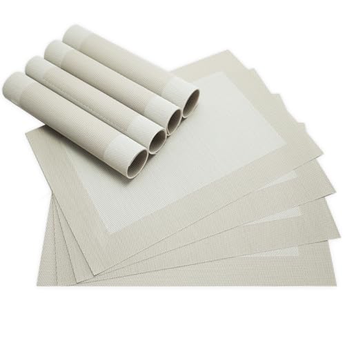 Moderne Tischsets in Creme-weiß im 8er Set - Abwaschbare Platzsets als rechteckige Tischuntersetzer - Gewebtes Platzdeckchen als Tischunterlage für Esstisch Wohnzimmer Tisch-Deko von matches21 HOME & HOBBY
