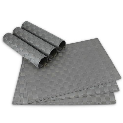Moderne Tischsets in Grau im 6er Set - Abwaschbare Platzsets als rechteckige Tischuntersetzer - Geflochtenes Platzdeckchen als Tischunterlage für Esstisch Wohnzimmer Tisch-Deko Moderne Tischsets in Grau im 6er Set - Abwaschbare Platzsets als rechteckige Tischuntersetzer - Geflochtenes Platzdeckchen als Tischunterlage für Esstisch Wohnzimmer Tisch-Deko von matches21 HOME & HOBBY