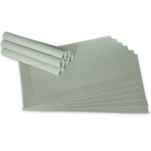 Moderne Tischsets in Pastell-grün im 12er Set - Abwaschbare Platzsets als rechteckige Tischuntersetzer - Gewebtes Platzdeckchen als Tischunterlage für Esstisch Wohnzimmer Tisch-Deko von matches21 HOME & HOBBY