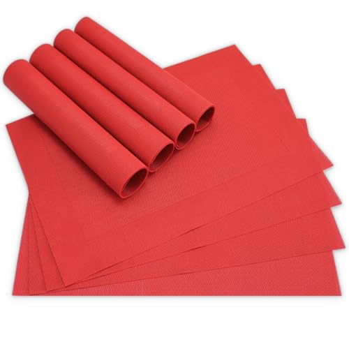 Moderne Tischsets in Rot im 8er Set - Abwaschbare Platzsets als rechteckige Tischuntersetzer - Gewebtes Platzdeckchen als Tischunterlage für Esstisch Wohnzimmer Tisch-Deko Moderne Tischsets in Rot im 8er Set - Abwaschbare Platzsets als rechteckige Tischuntersetzer - Gewebtes Platzdeckchen als Tischunterlage für Esstisch Wohnzimmer Tisch-Deko von matches21 HOME & HOBBY