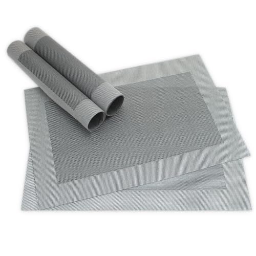 Moderne Tischsets in Schwarz-silber im 4er Set - Abwaschbare Platzsets als rechteckige Tischuntersetzer - Gewebtes Platzdeckchen als Tischunterlage für Esstisch Wohnzimmer Tisch-Deko von matches21 HOME & HOBBY