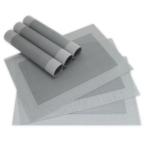 Moderne Tischsets in Schwarz-silber im 6er Set - Abwaschbare Platzsets als rechteckige Tischuntersetzer - Gewebtes Platzdeckchen als Tischunterlage für Esstisch Wohnzimmer Tisch-Deko von matches21 HOME & HOBBY