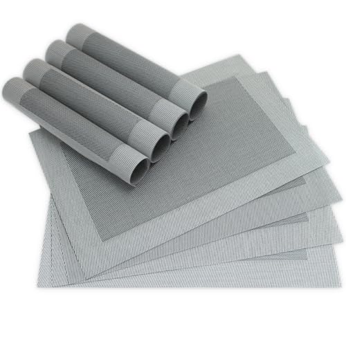 Moderne Tischsets in Schwarz-silber im 8er Set - Abwaschbare Platzsets als rechteckige Tischuntersetzer - Gewebtes Platzdeckchen als Tischunterlage für Esstisch Wohnzimmer Tisch-Deko von matches21 HOME & HOBBY