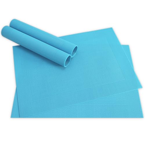 Moderne Tischsets in Türkis-blau im 4er Set - Abwaschbare Platzsets als rechteckige Tischuntersetzer - Gewebtes Platzdeckchen als Tischunterlage für Esstisch Wohnzimmer Tisch-Deko von matches21 HOME & HOBBY