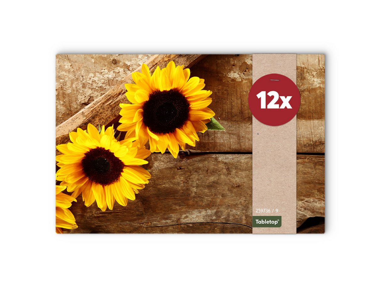 Platzset, Tischset Sonnenblumen Sommer Tischunterlage Tischdeko, matches21 HOME & HOBBY, (12-St), modernes Esstisch Platzdeckchen als abwaschbarer Tischuntersetzer von matches21 HOME & HOBBY