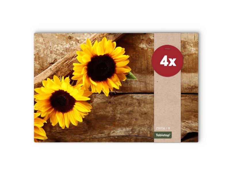 matches21 HOME & HOBBY Platzset Abwaschbare Tischsets 4er Set Sommer Sonnen-Blumen, (4-St), Platzsets als Tisch-Untersetzer und Tisch-Deko für Esstisch Teller von matches21 HOME & HOBBY