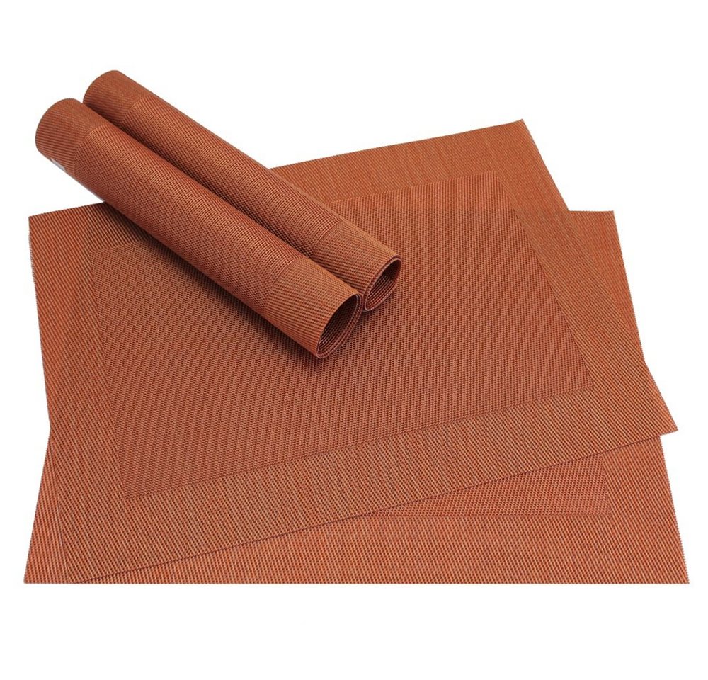 matches21 HOME & HOBBY Platzset Tischset BORDA 4er orange terracotta Tischunterlage als Tischdeko, (4-St), modernes Esstisch Platzdeckchen als abwaschbarer Tischuntersetzer von matches21 HOME & HOBBY