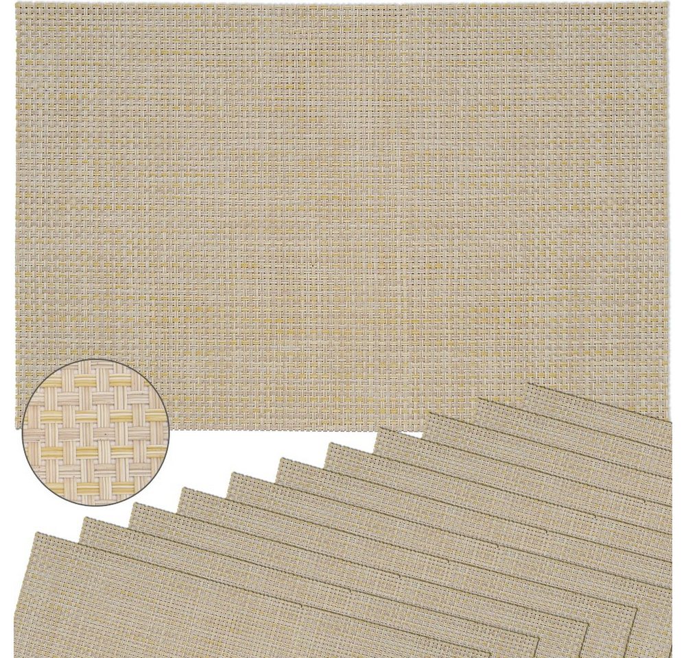 Platzset, Tischset ELEGANCE beige Tischunterlage als Tischdeko, matches21 HOME & HOBBY, (12-St), modernes Esstisch Platzdeckchen als abwaschbarer Tischuntersetzer von matches21 HOME & HOBBY