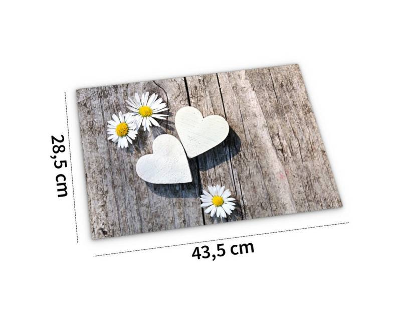 matches21 HOME & HOBBY Platzset Abwaschbares Tischset Landhaus-Stil Blumen & Holz-Optik, (1-St), Platzsets als Tisch-Untersetzer und Tisch-Deko für Esstisch Teller von matches21 HOME & HOBBY