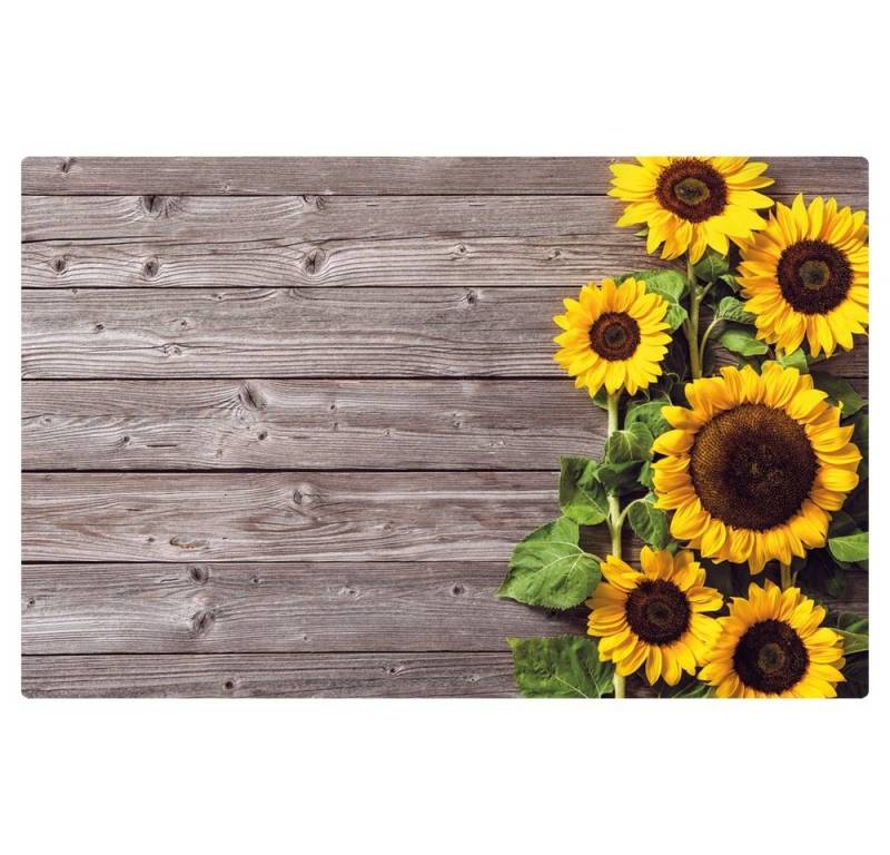 matches21 HOME & HOBBY Platzset Abwaschbares Tischset Sonnenblumen Holz-Optik, (1-St), Platzsets als Tisch-Untersetzer und Tisch-Deko für Esstisch Teller von matches21 HOME & HOBBY