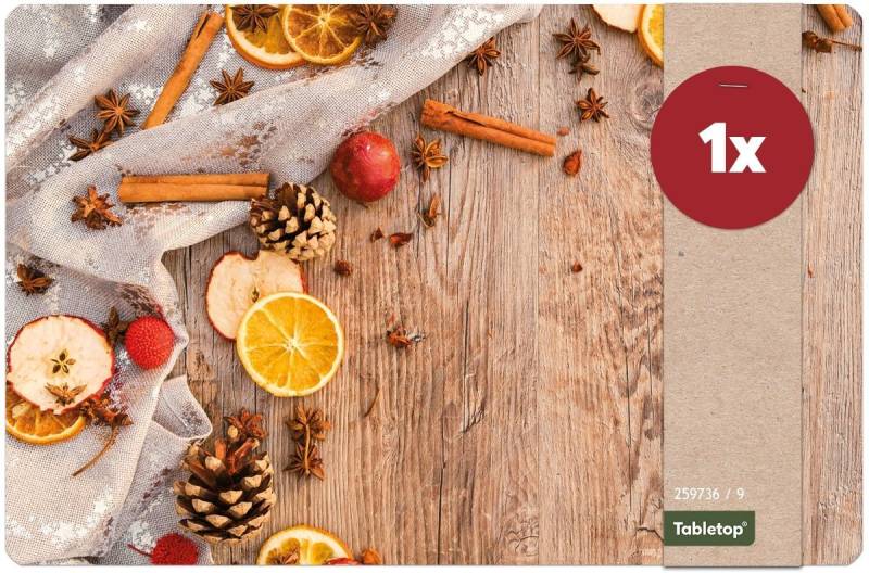 Platzset, Tischset Weihnachtsgewürze Holzbrett Tischunterlage Tischdeko, matches21 HOME & HOBBY, (1-St), modernes Esstisch Platzdeckchen als abwaschbarer Tischuntersetzer von matches21 HOME & HOBBY