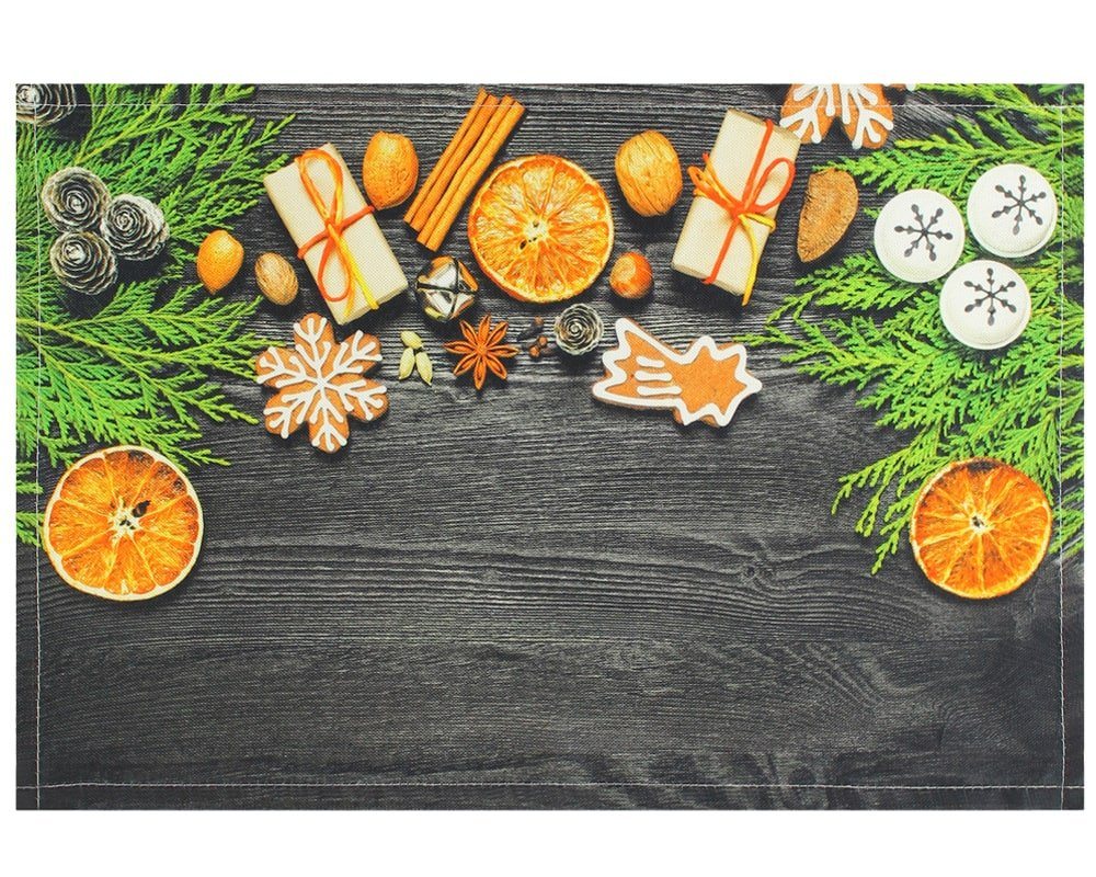 matches21 HOME & HOBBY Platzset Tischset Platzset Stoff CLOTH Weihnachtsdeko Gewürze Holz, (1-St) von matches21 HOME & HOBBY